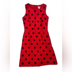 J. Crew Red and Black Polka Dot Mini Dress